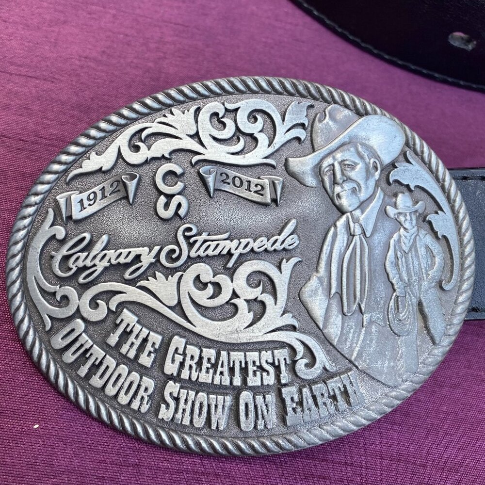 Vintage Montana Silversmiths Calgary Stampede Guy Weadick Pewter Belt Buckle